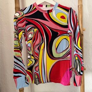 Emilio Pucci Vibrant Abstract Long Sleeve Top